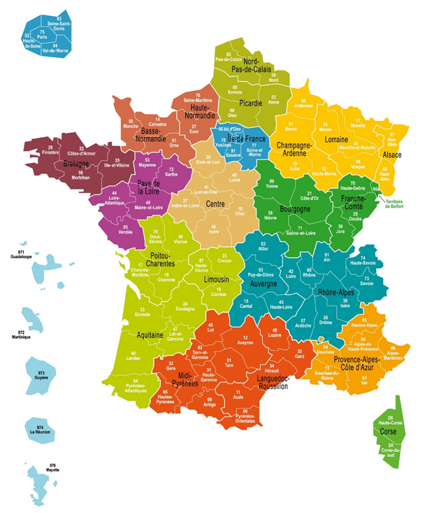 Carte des nouvelles Régions